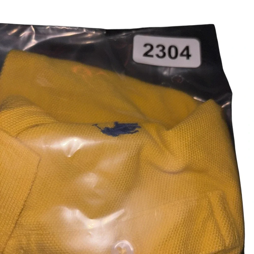 Ralph Lauren Kids Yellow Short Sleeve Pique Polo Shirt Blue Pony Logo‎ Size 6M